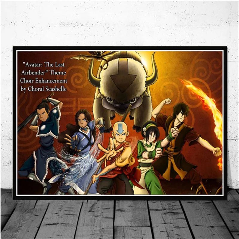 Avatar The Last Airbender Aang Fight Anime Art Poster Canvas Painting Wall Picture For Home Decor Posters and Prints