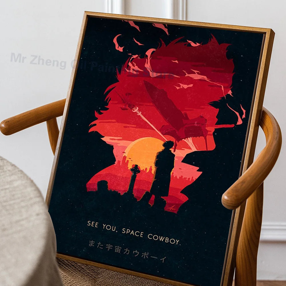 Anime Cowboy Bebop Poster Self-adhesive Art Waterproof Paper Sticker Coffee House Bar Room Wall Decor