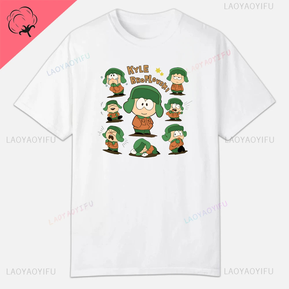 S-South Park Custom Clothes Funny Tops Printed Cotton Short Sleeve Plain Tees Clothing Men Streetwear Graphic T-shirt Quality
