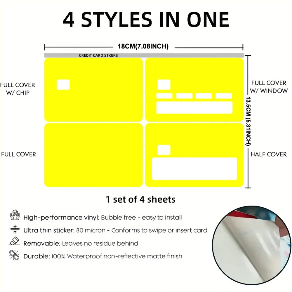 Anime C-CowboyES Cartoon B-BebopES Credit Skin Cover Card Stickers 4PCS Film Bus Pass Front Decoration Bank Debit Waterproof
