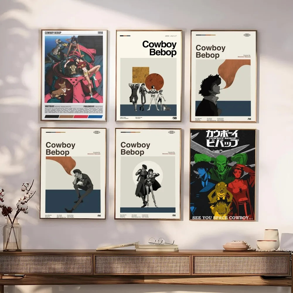 Anime Cowboy Bebop Poster Self-adhesive Art Waterproof Paper Sticker Coffee House Bar Room Wall Decor