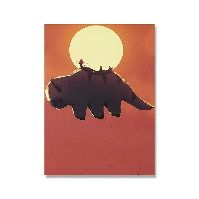 Avatar The Last Airbender Canvas Print  Minimalist Anime Wall Art Poster for Living Room Home Decor