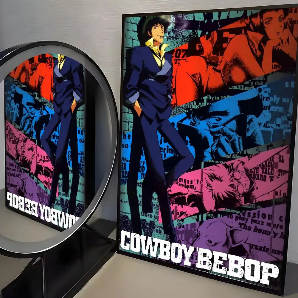 Anime C-cowboy Bebop Poster Modern PP Paper Wall Art Sticker Minimalist Decorative for Cafe Office Bar Home Wall Decor Gift
