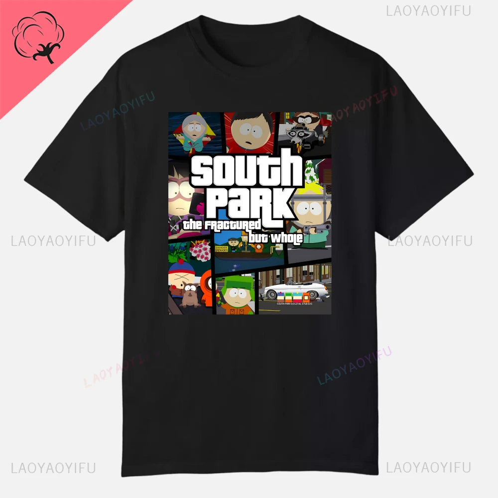 S-South Park Custom Clothes Funny Tops Printed Cotton Short Sleeve Plain Tees Clothing Men Streetwear Graphic T-shirt Quality