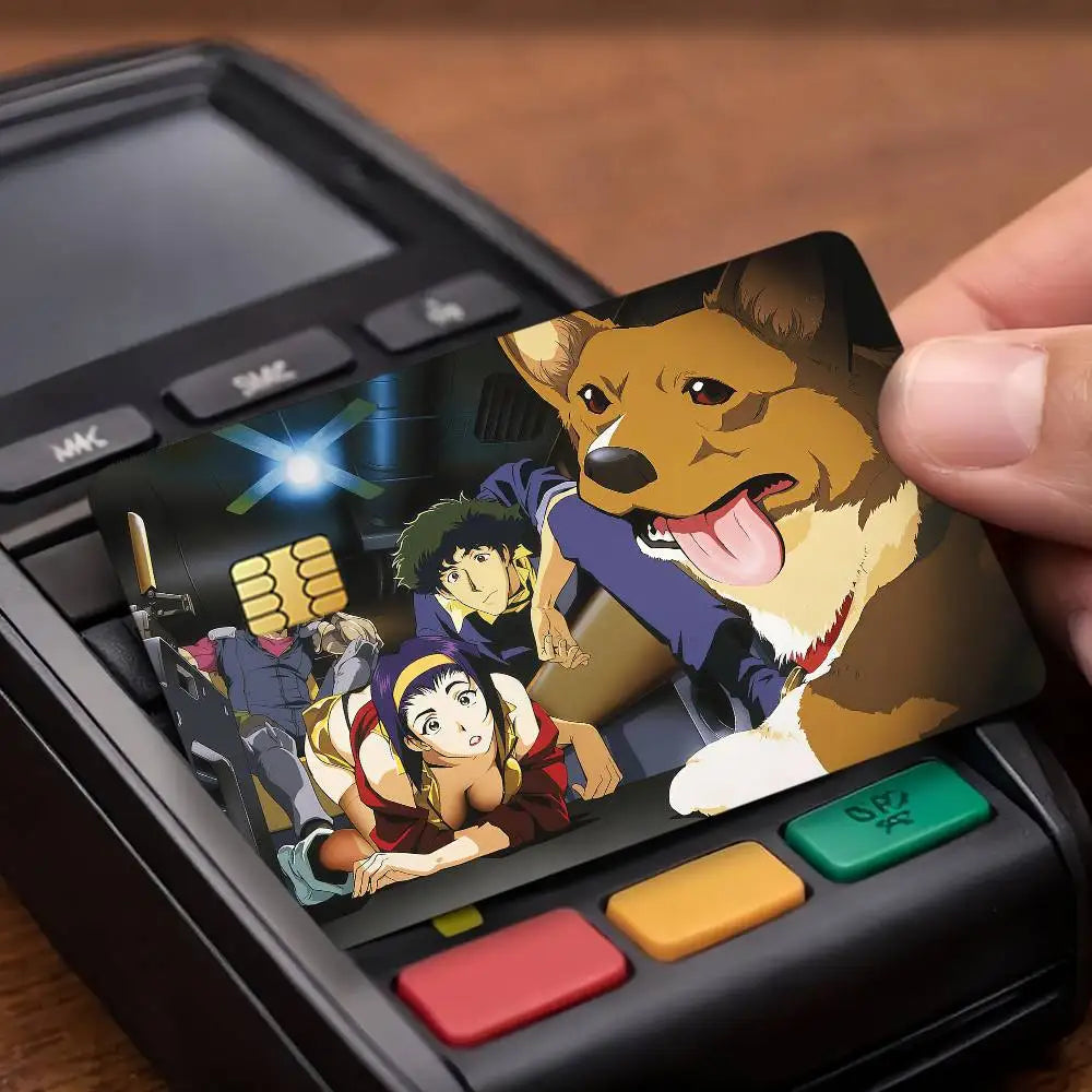 Anime C-CowboyES Cartoon B-BebopES Credit Skin Cover Card Stickers 4PCS Film Bus Pass Front Decoration Bank Debit Waterproof
