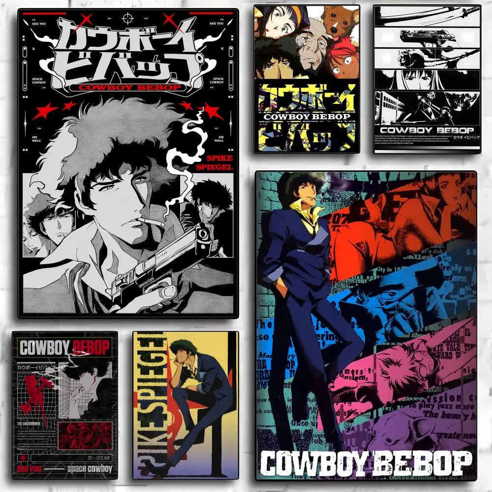 Anime C-cowboy Bebop Poster Modern PP Paper Wall Art Sticker Minimalist Decorative for Cafe Office Bar Home Wall Decor Gift