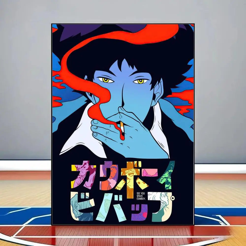 C-Cowboy B-Bebop Anime Poster HD PVC Self Adhesive Wall Art - Waterproof Reusable For Home Office Cafe