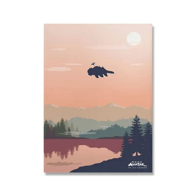 Avatar The Last Airbender Canvas Print  Minimalist Anime Wall Art Poster for Living Room Home Decor