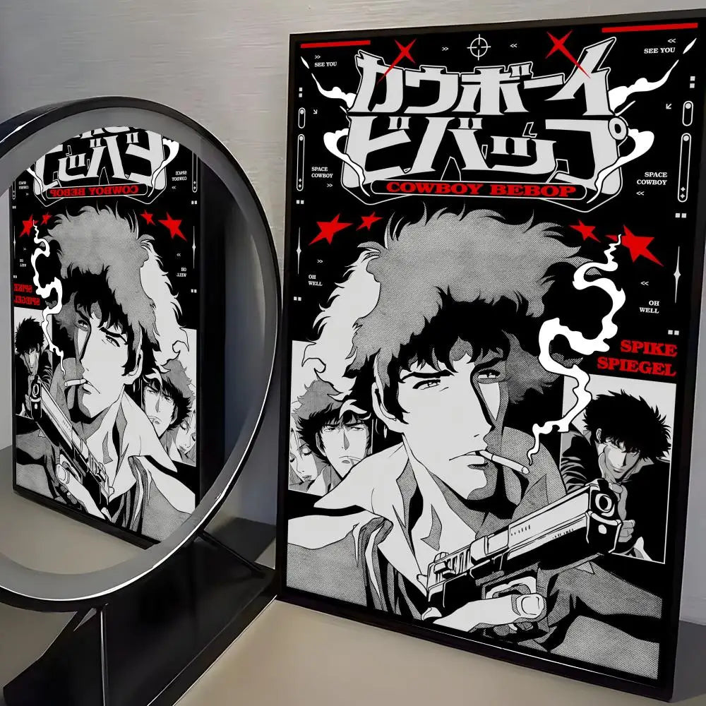 Anime C-cowboy Bebop Poster Modern PP Paper Wall Art Sticker Minimalist Decorative for Cafe Office Bar Home Wall Decor Gift