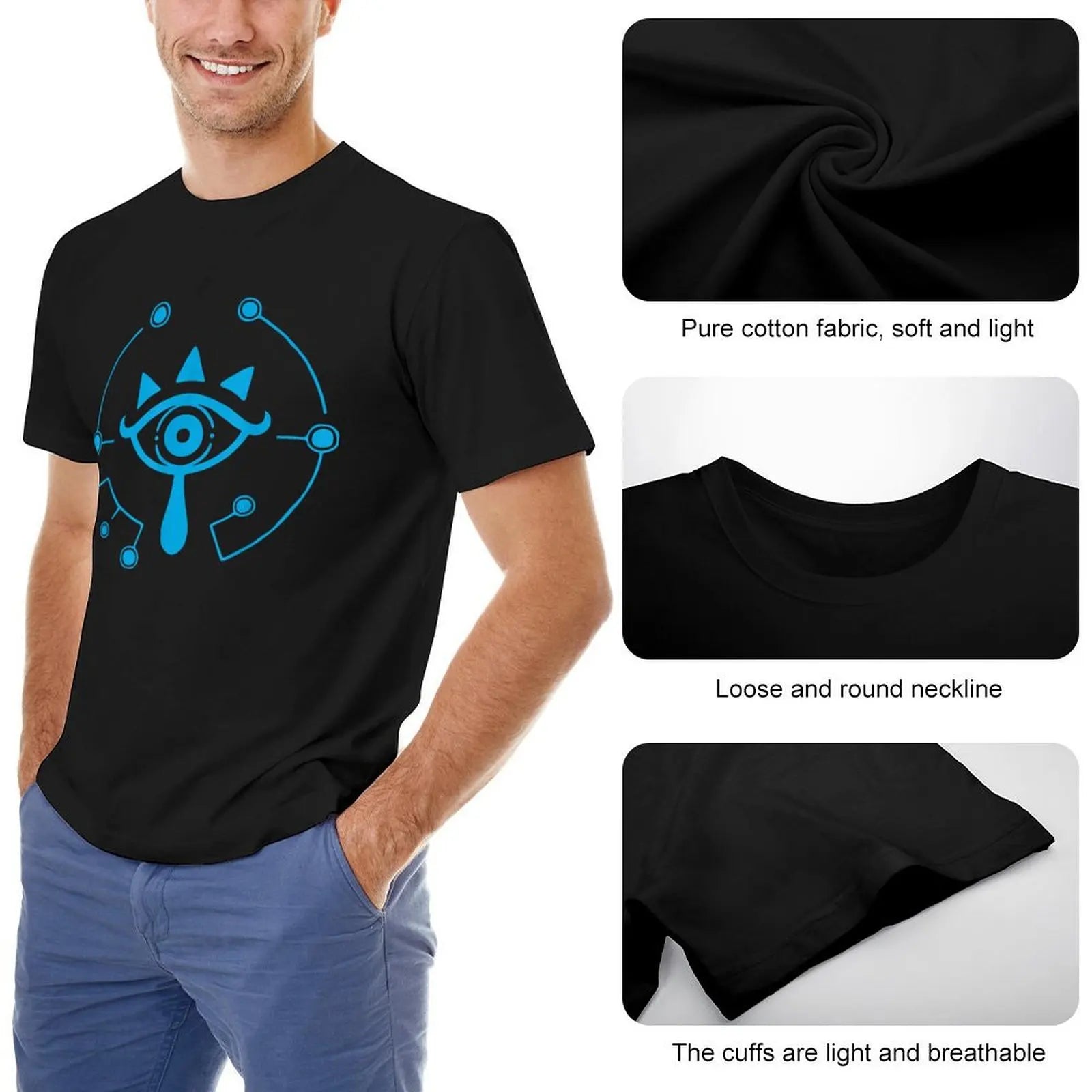 Zelda breath of the wild sheikah eye logo T-Shirt designer shirts for a boy black t-shirts for men