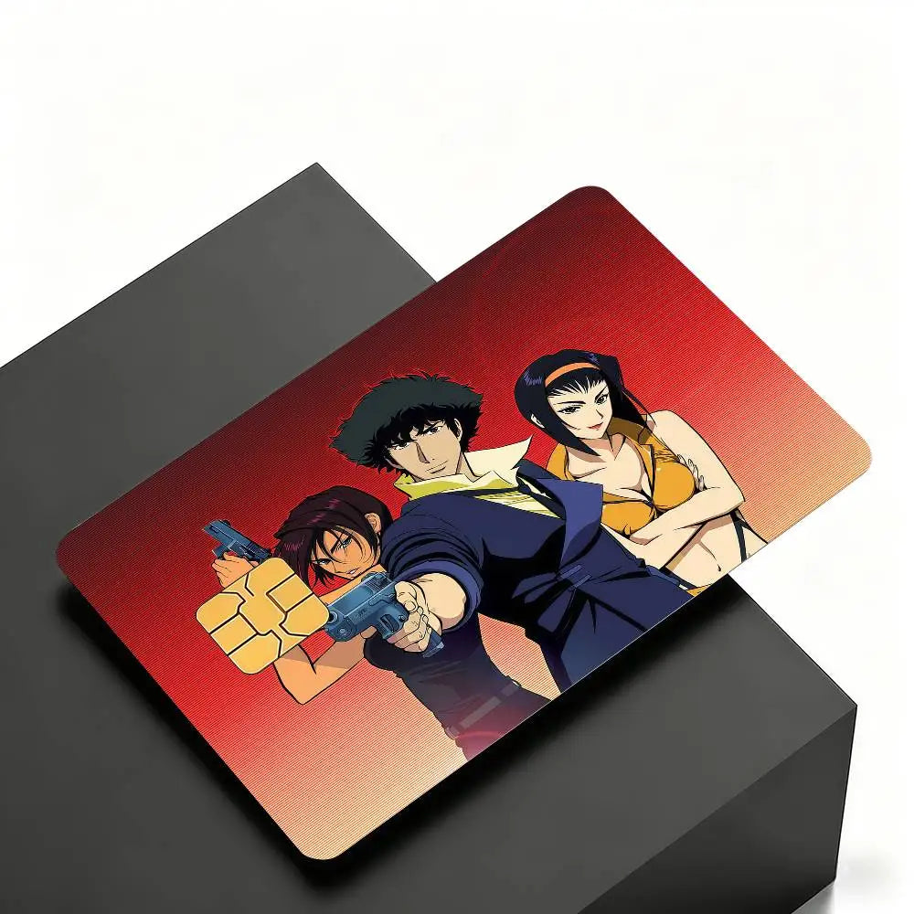 Anime C-CowboyES Cartoon B-BebopES Credit Skin Cover Card Stickers 4PCS Film Bus Pass Front Decoration Bank Debit Waterproof
