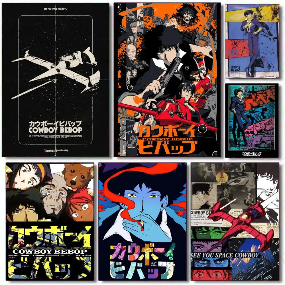 C-Cowboy B-Bebop Anime Poster HD PVC Self Adhesive Wall Art - Waterproof Reusable For Home Office Cafe