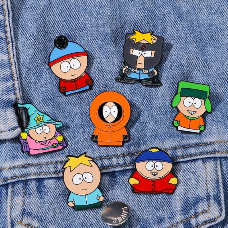 South Park Pins Cartoon Custom Cute Metal Brooches Lapel Badges Jewelry Gift for Friends Cartoon Animated Character Enamel Pins