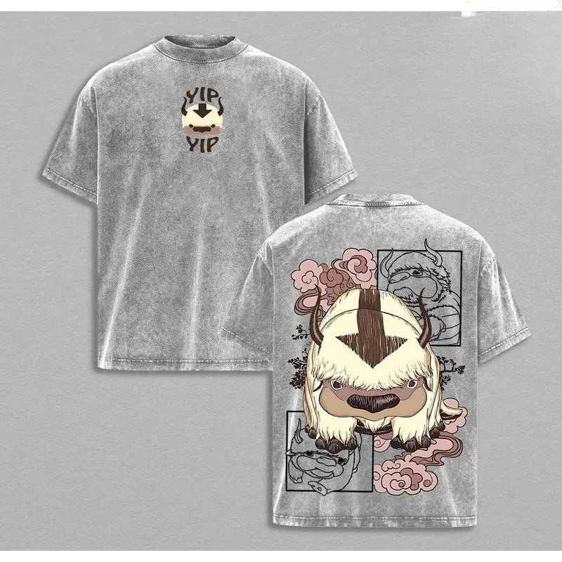 Avatar The Last Airbender Appa Cute Graphic Tshirt Men Women Clothing Short Sleeve Cotton T-shirts Washed Tee Harajuku T Shirt