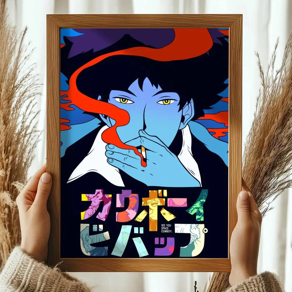 Classic Anime C_Cowboy B_Bebop Poster Decorative Wall Art Stickers Mural Photo Print for Home Living Room Hallway Decor