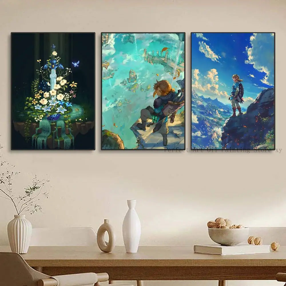 Game L-Legend of Z-elda Cool Breath of The Wild Posters Self Adhesive Waterproof Ideal For Living Room Bedroom Bar Decoration