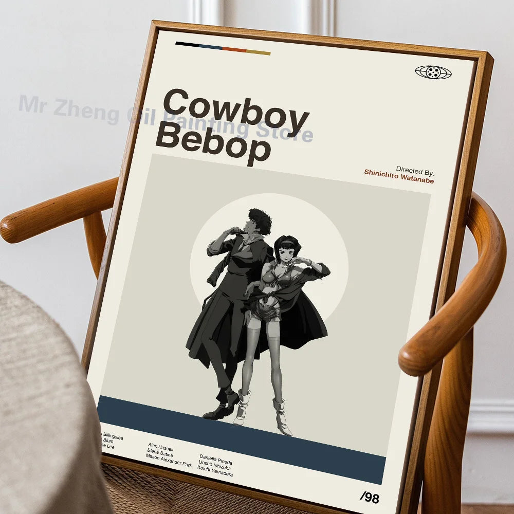 Anime Cowboy Bebop Poster Self-adhesive Art Waterproof Paper Sticker Coffee House Bar Room Wall Decor