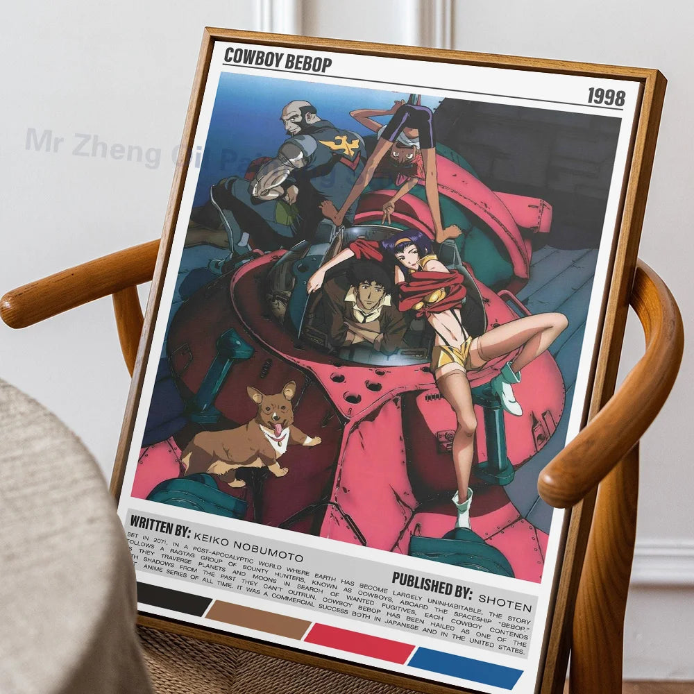 Anime Cowboy Bebop Poster Self-adhesive Art Waterproof Paper Sticker Coffee House Bar Room Wall Decor