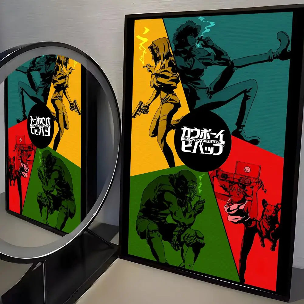 Anime C-cowboy Bebop Poster Modern PP Paper Wall Art Sticker Minimalist Decorative for Cafe Office Bar Home Wall Decor Gift