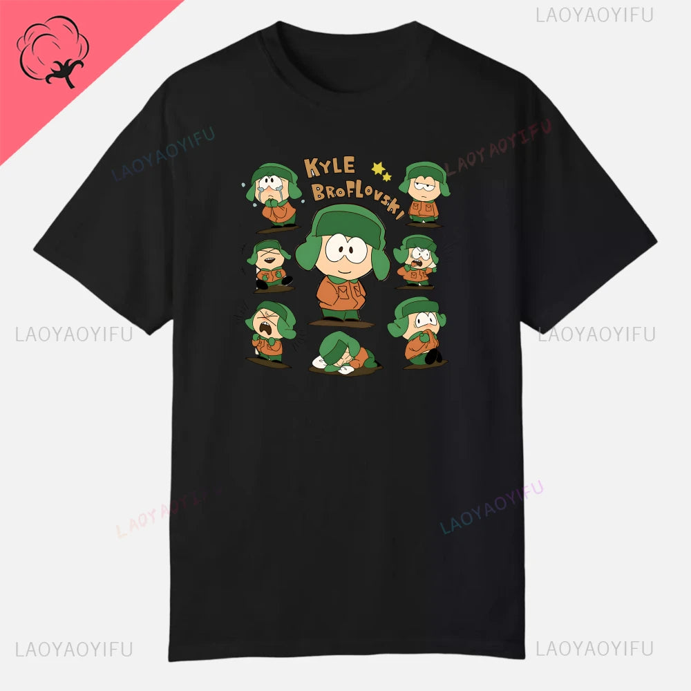S-South Park Custom Clothes Funny Tops Printed Cotton Short Sleeve Plain Tees Clothing Men Streetwear Graphic T-shirt Quality