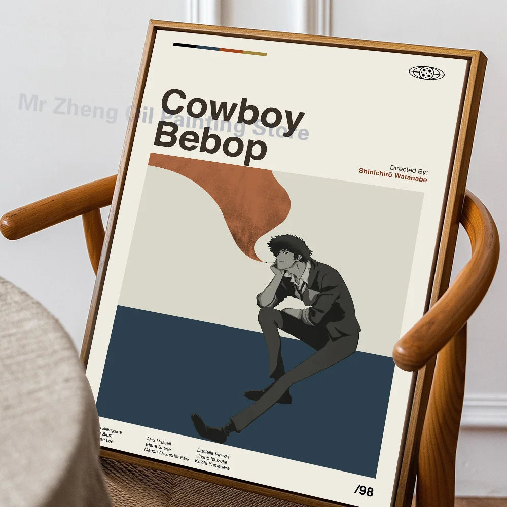 Anime Cowboy Bebop Poster Self-adhesive Art Waterproof Paper Sticker Coffee House Bar Room Wall Decor
