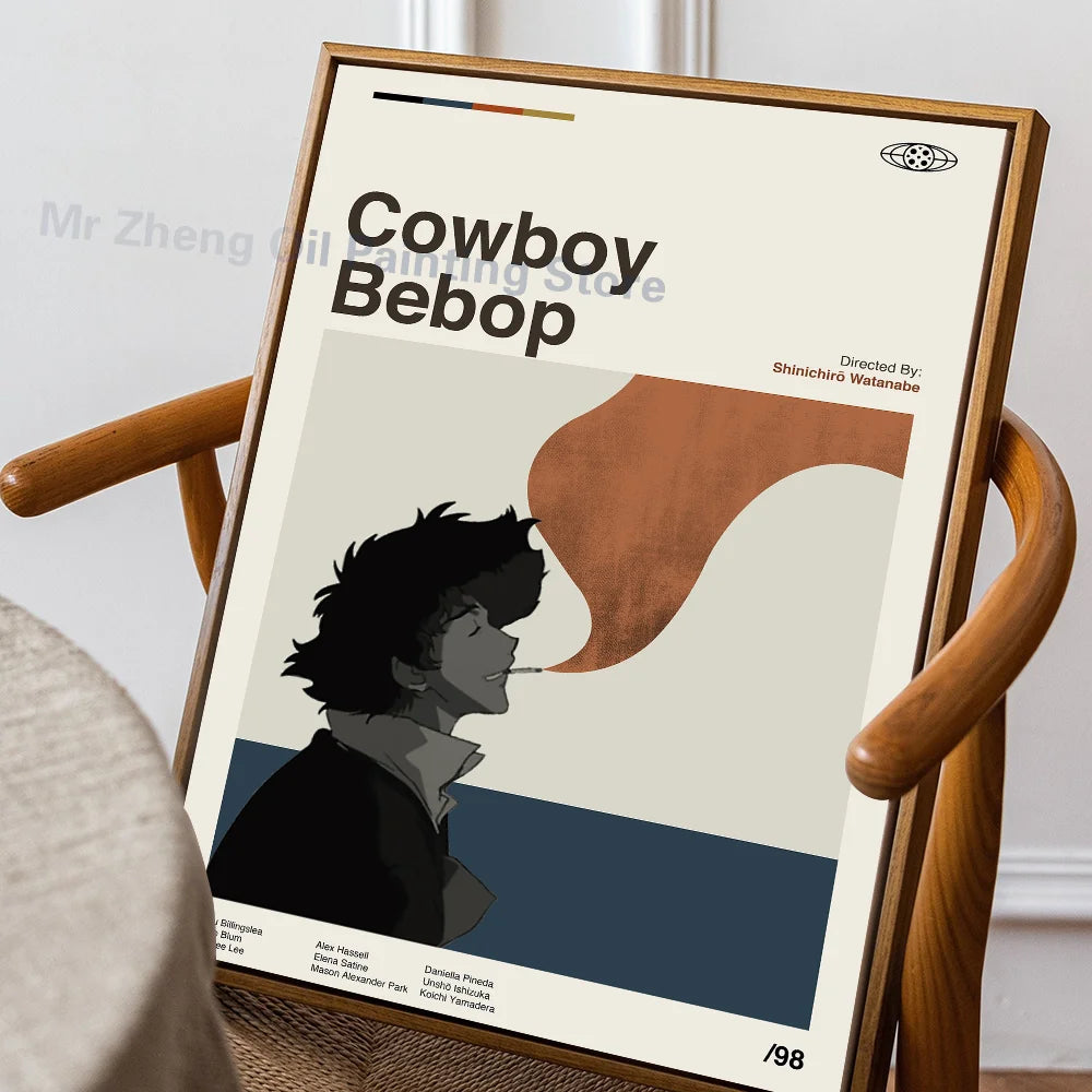 Anime Cowboy Bebop Poster Self-adhesive Art Waterproof Paper Sticker Coffee House Bar Room Wall Decor
