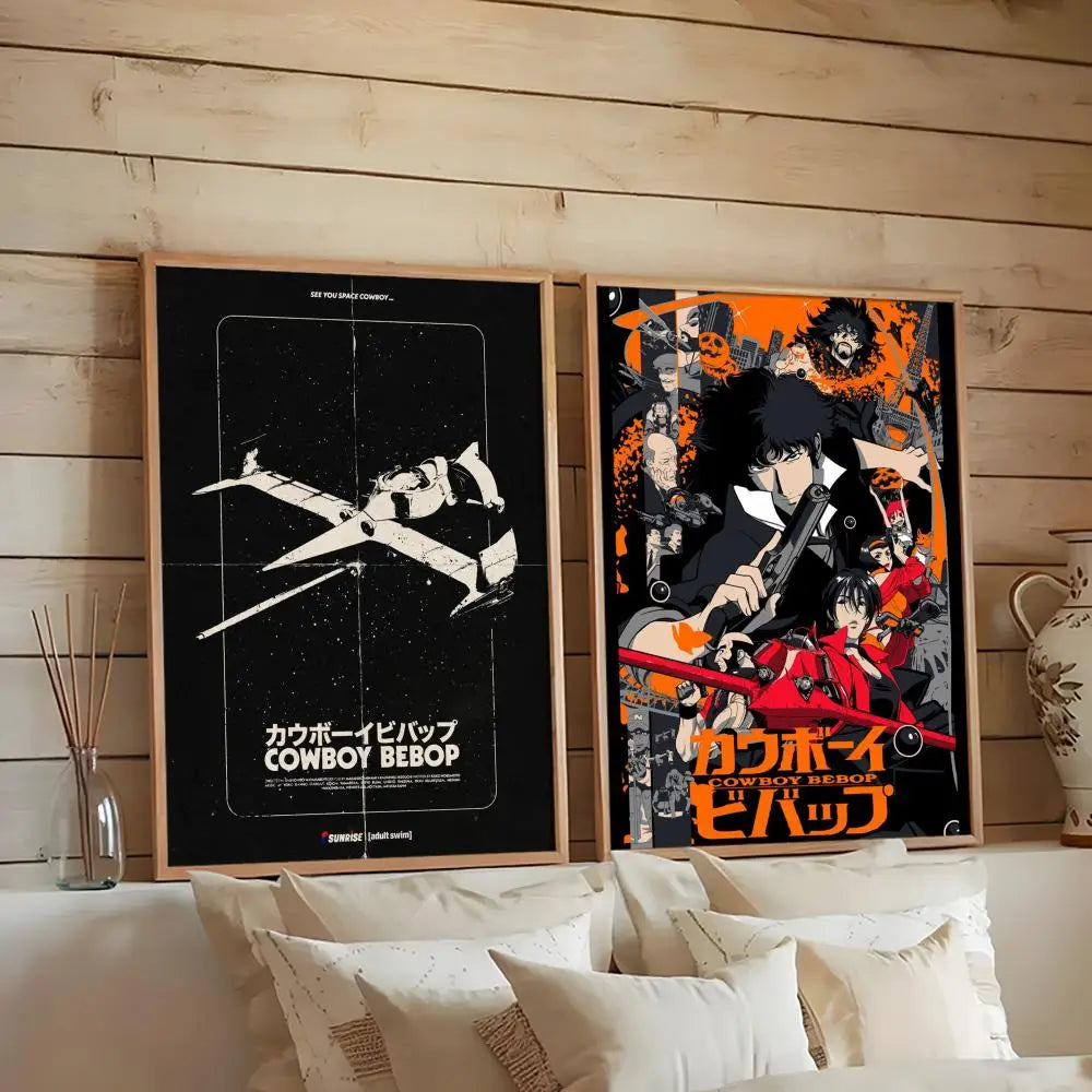 C-Cowboy B-Bebop Anime Poster HD PVC Self Adhesive Wall Art - Waterproof Reusable For Home Office Cafe