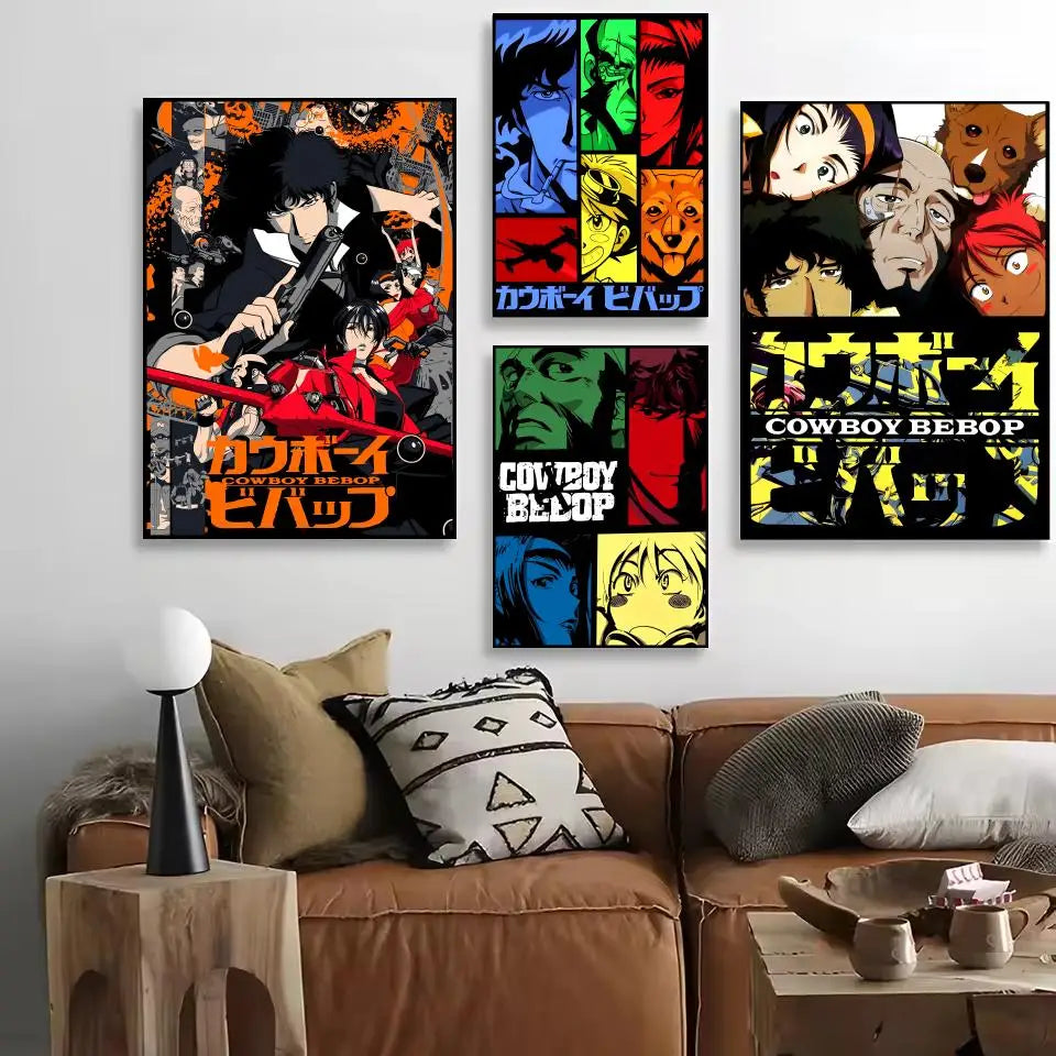 Classic Anime C_Cowboy B_Bebop Poster Decorative Wall Art Stickers Mural Photo Print for Home Living Room Hallway Decor