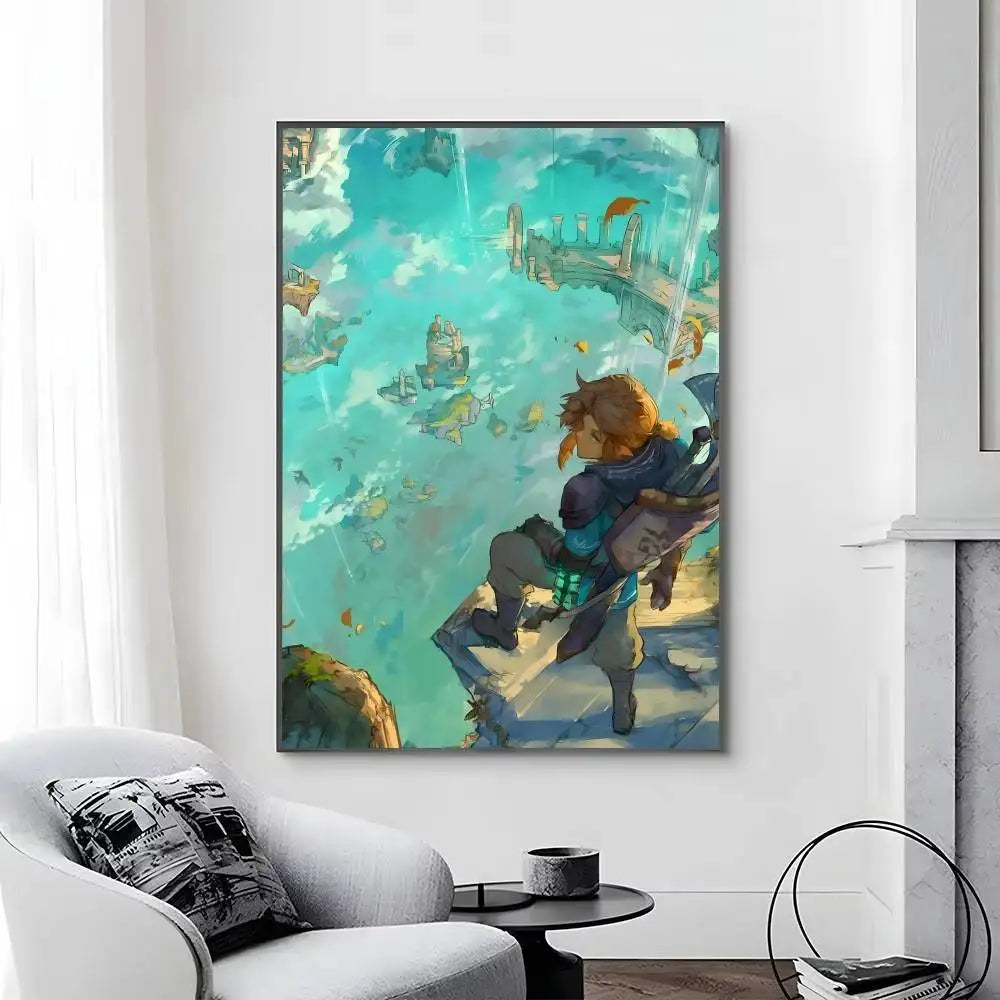 Game L-Legend of Z-elda Cool Breath of The Wild Posters Self Adhesive Waterproof Ideal For Living Room Bedroom Bar Decoration