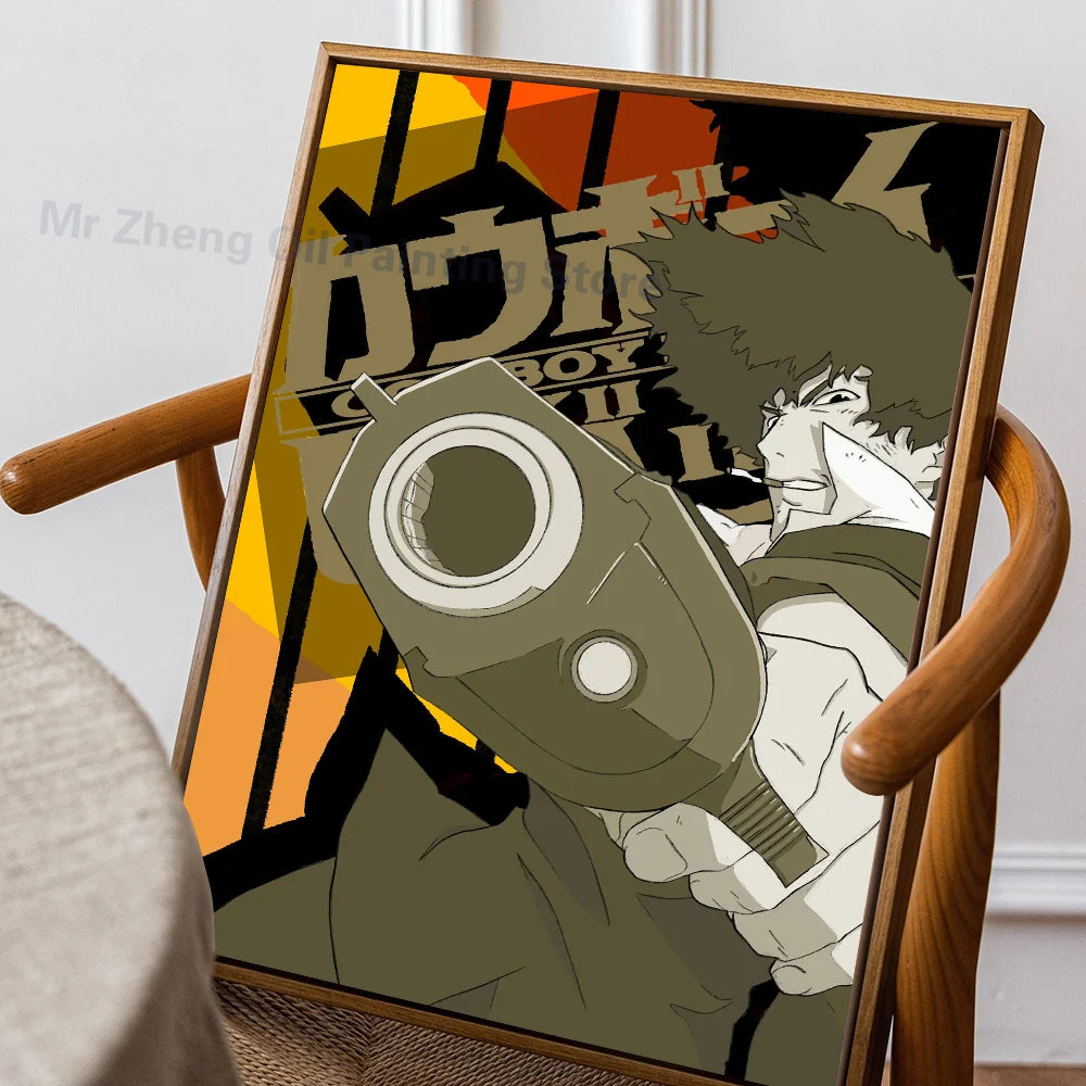 Anime Cowboy Bebop Poster Self-adhesive Art Waterproof Paper Sticker Coffee House Bar Room Wall Decor