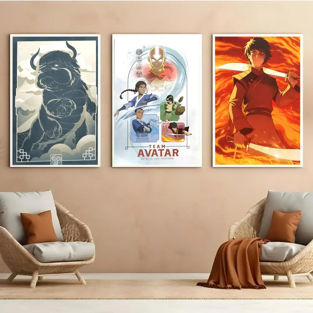A-A-Avatar The Last Airbender Poster HD Anime Hot Theme Singer/OST/Movie-Waterproof Self-Stick Home Decor