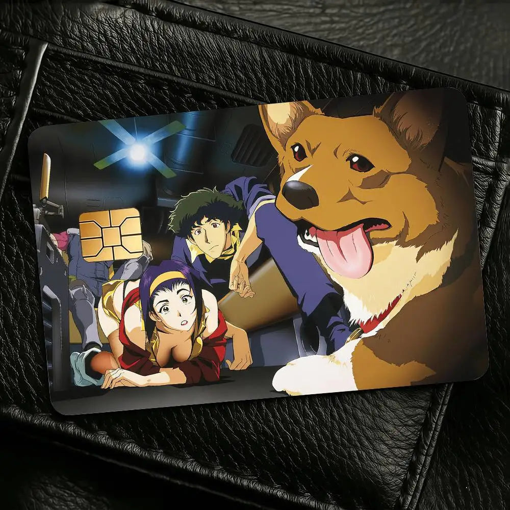Anime C-CowboyES Cartoon B-BebopES Credit Skin Cover Card Stickers 4PCS Film Bus Pass Front Decoration Bank Debit Waterproof