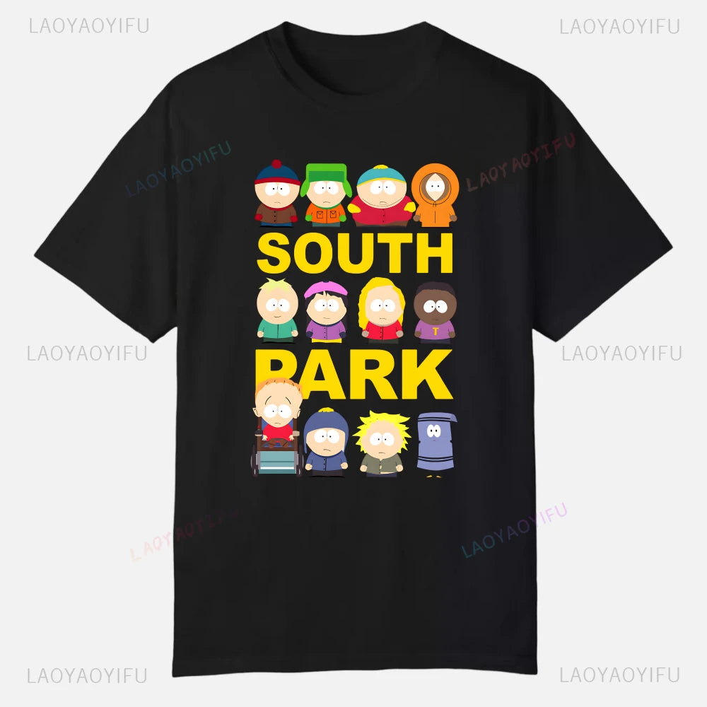 S-South Park Custom Clothes Funny Tops Printed Cotton Short Sleeve Plain Tees Clothing Men Streetwear Graphic T-shirt Quality