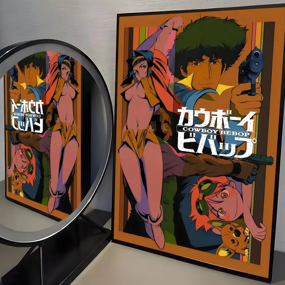 Anime C-cowboy Bebop Poster Modern PP Paper Wall Art Sticker Minimalist Decorative for Cafe Office Bar Home Wall Decor Gift