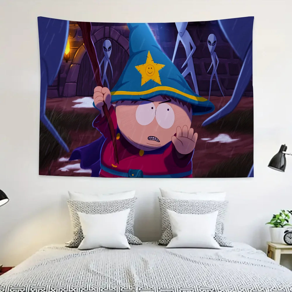 S-SouthS Park Funny Anime Tapestry Decoration party Background Hanging Cloth Bedroom Tapestry Room Decor Aesthetic