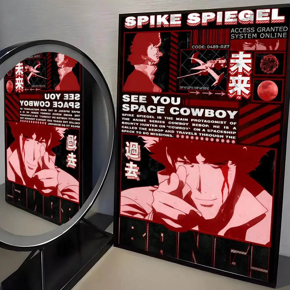 Anime C-cowboy Bebop Poster Modern PP Paper Wall Art Sticker Minimalist Decorative for Cafe Office Bar Home Wall Decor Gift