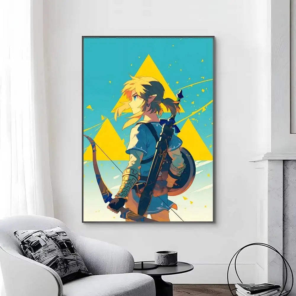 Game L-Legend of Z-elda Cool Breath of The Wild Posters Self Adhesive Waterproof Ideal For Living Room Bedroom Bar Decoration
