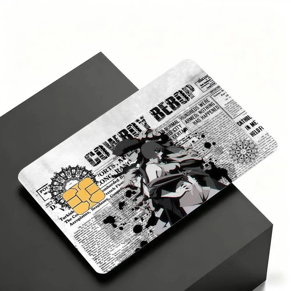 Anime C-CowboyES Cartoon B-BebopES Credit Skin Cover Card Stickers 4PCS Film Bus Pass Front Decoration Bank Debit Waterproof
