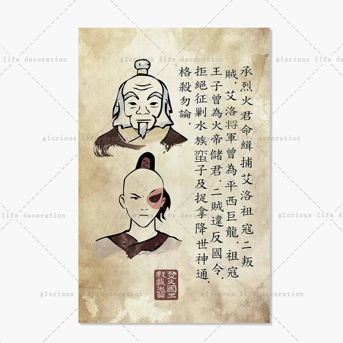 Avatar The Last Airbender Poster Retro Cartoon Anime Canvas Painting Wall Picture Art Wanted Prints Living Room Home Decor