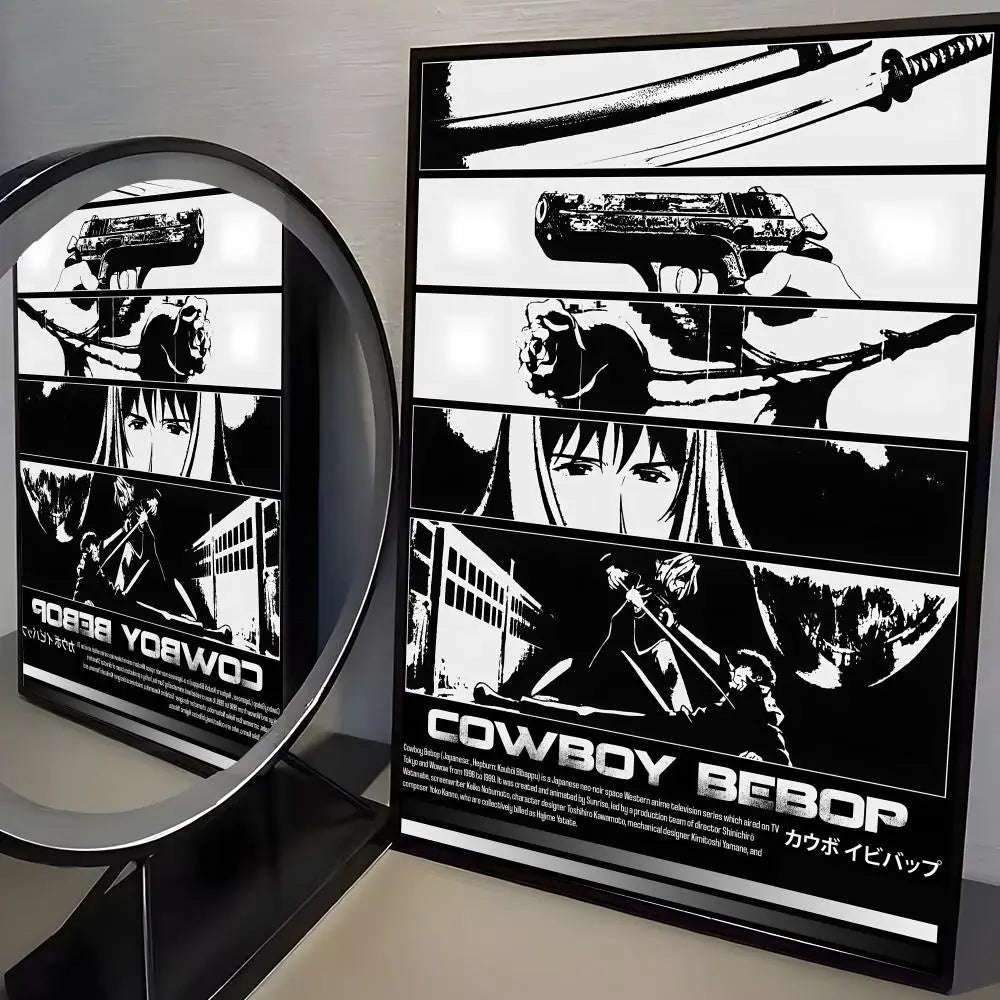 Anime C-cowboy Bebop Poster Modern PP Paper Wall Art Sticker Minimalist Decorative for Cafe Office Bar Home Wall Decor Gift