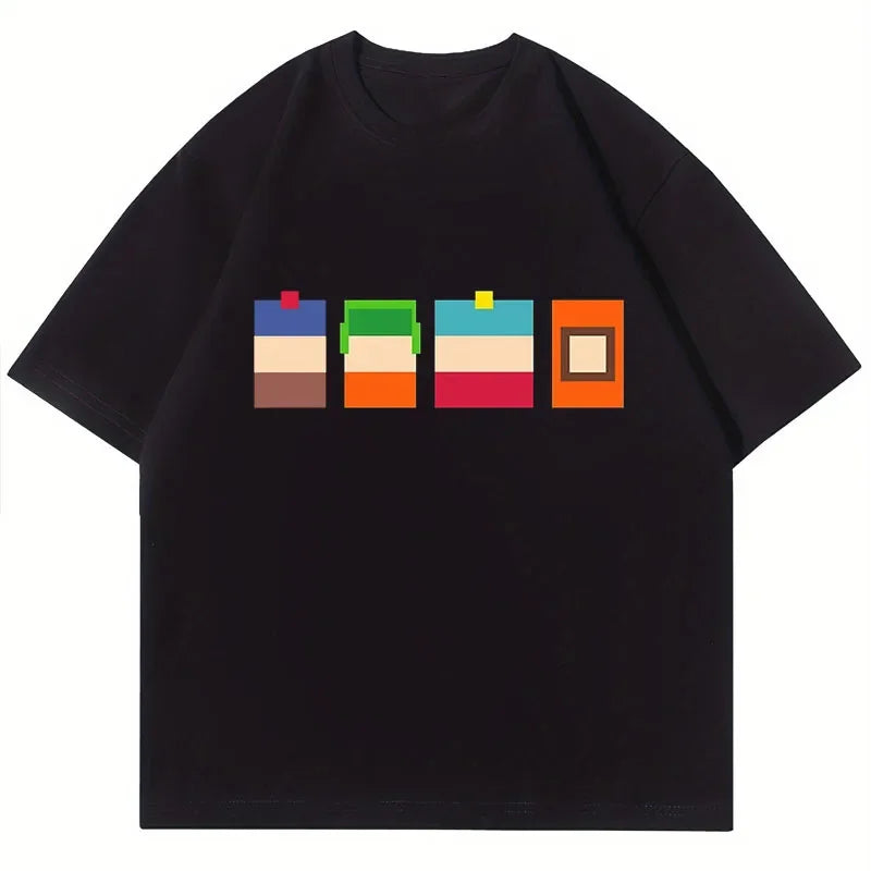 Crazy South Park T-shirts Men Women Funny Cartoon Cute Comic Summer Cotton Casual Short Sleeve Round Neck Clothing Loose Tops