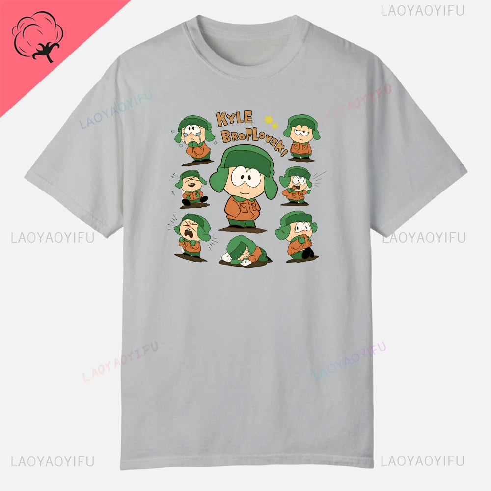S-South Park Custom Clothes Funny Tops Printed Cotton Short Sleeve Plain Tees Clothing Men Streetwear Graphic T-shirt Quality