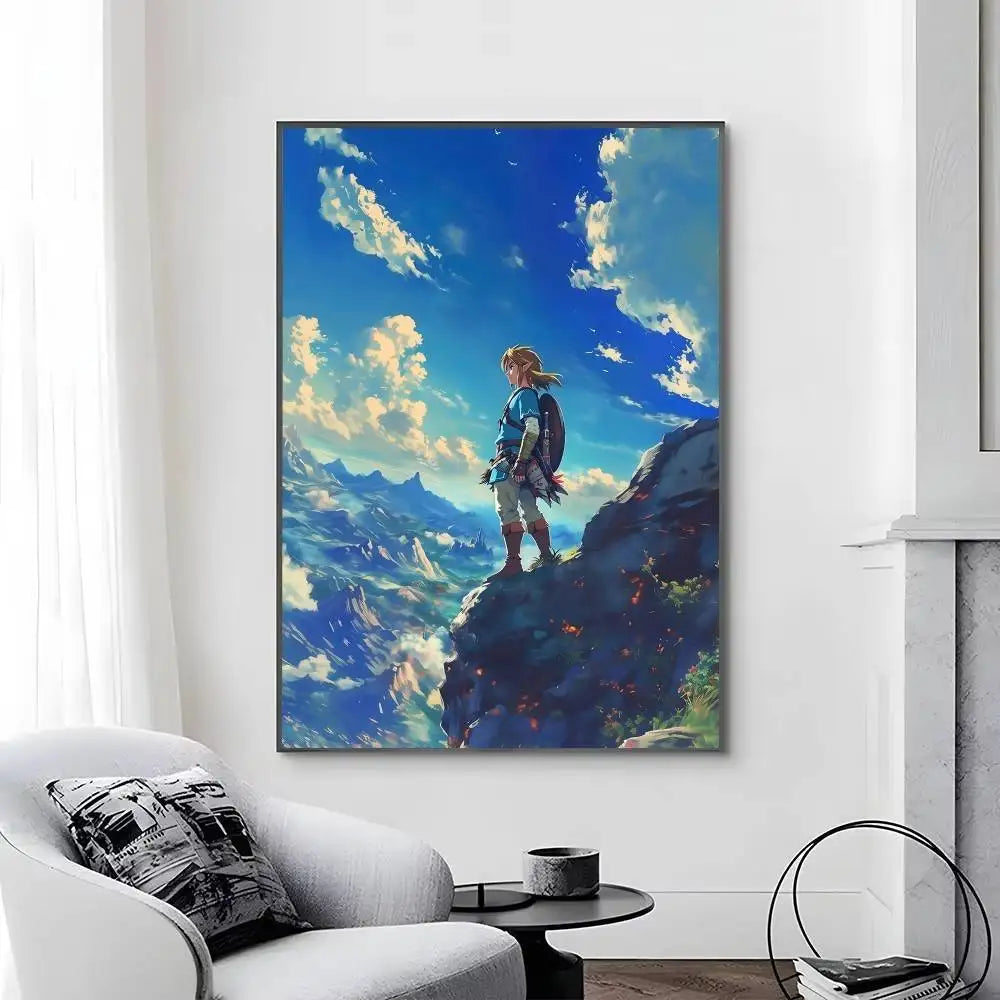 Game L-Legend of Z-elda Cool Breath of The Wild Posters Self Adhesive Waterproof Ideal For Living Room Bedroom Bar Decoration