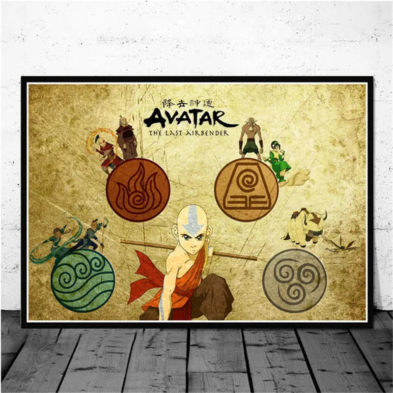 Avatar The Last Airbender Aang Fight Anime Art Poster Canvas Painting Wall Picture For Home Decor Posters and Prints