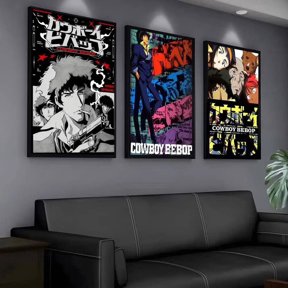 Anime C-cowboy Bebop Poster Modern PP Paper Wall Art Sticker Minimalist Decorative for Cafe Office Bar Home Wall Decor Gift