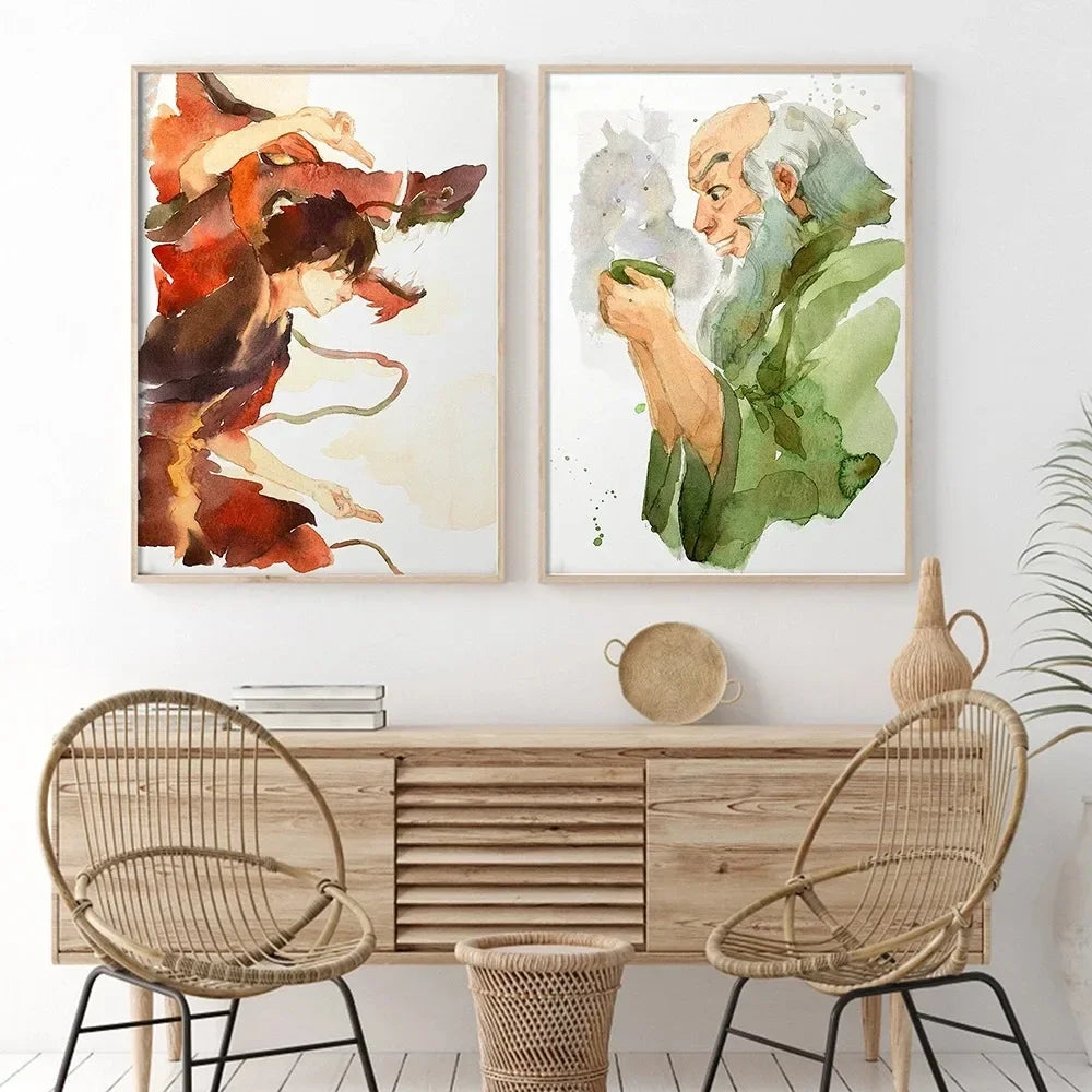 Avatar The Last Airbender Watercolor Painting Art Print Posters And Print Wall Art Painting Wall Picture Living Room Decor