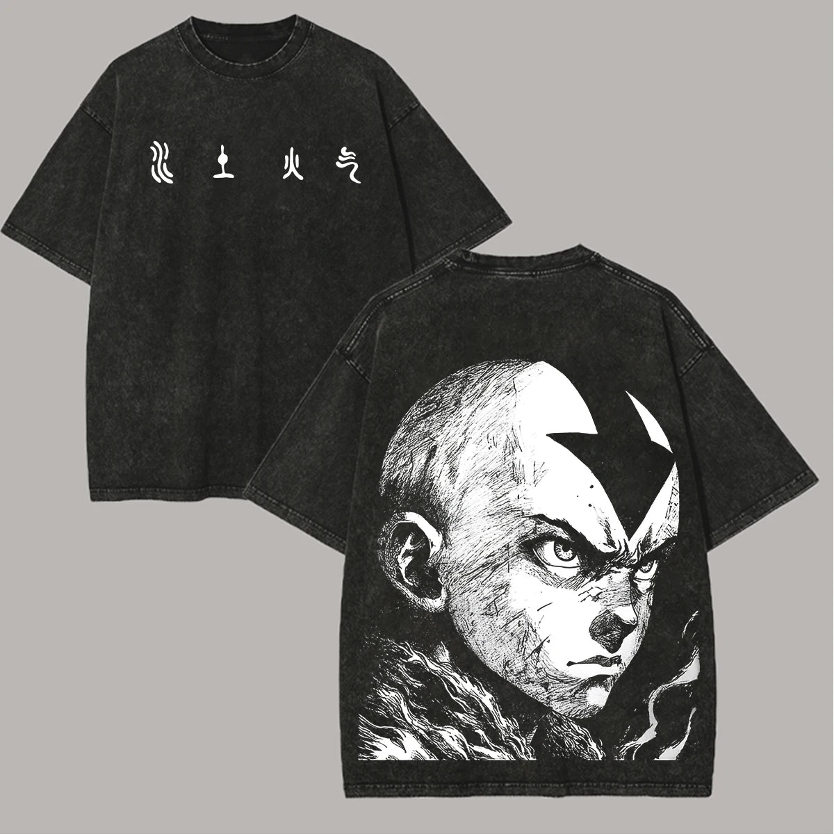 Avatar The Last Airbender hot product New Model Washed T-shirt personality Clothes Retro Fashion Streetwear Trendy Couples soft