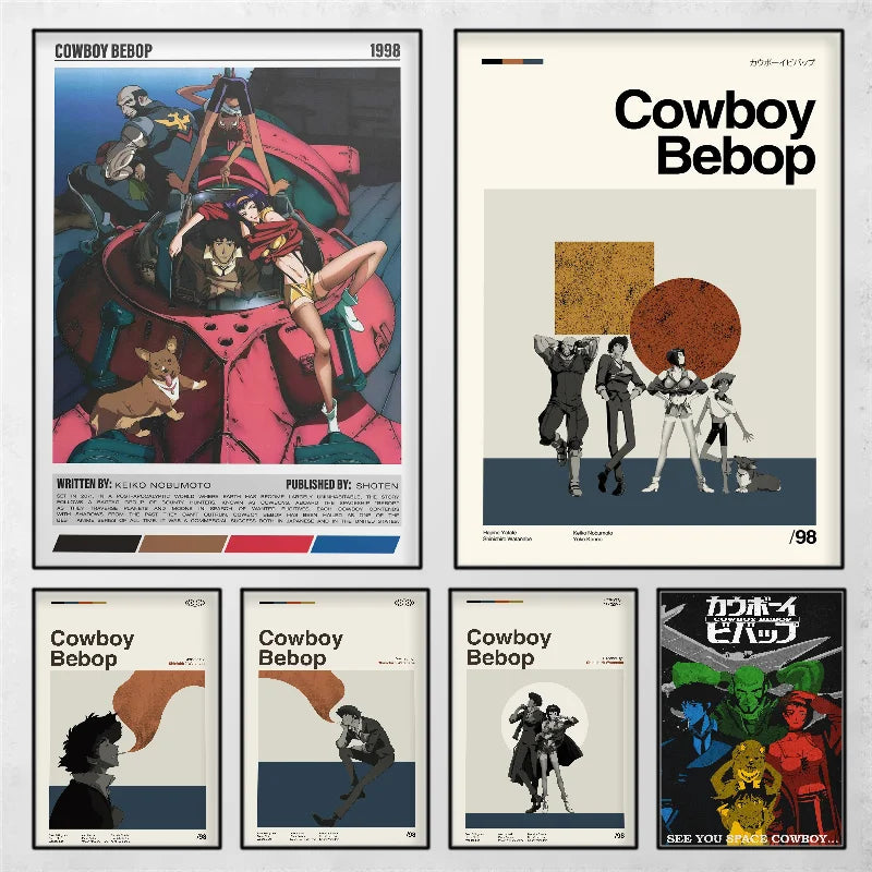 Anime Cowboy Bebop Poster Self-adhesive Art Waterproof Paper Sticker Coffee House Bar Room Wall Decor