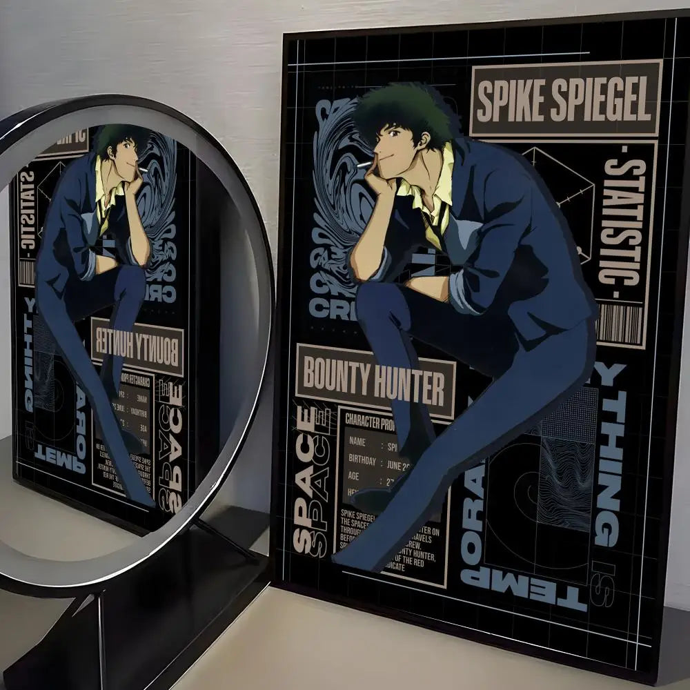 Anime C-cowboy Bebop Poster Modern PP Paper Wall Art Sticker Minimalist Decorative for Cafe Office Bar Home Wall Decor Gift