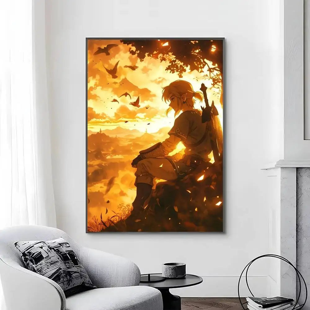 Game L-Legend of Z-elda Cool Breath of The Wild Posters Self Adhesive Waterproof Ideal For Living Room Bedroom Bar Decoration